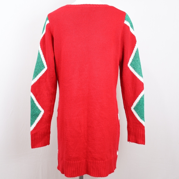 Kohl's Red and Green Holiday Dress with Gold Tree - Picture 2 of 12